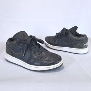 Nike Air Jordan 1 Low SE Black Elephant GS Youth 5Y Women 6.5 Cement Retro